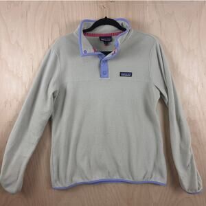 Patagonia Women’s Snap-T Fleece Pullover Gray Purple Trim Size M